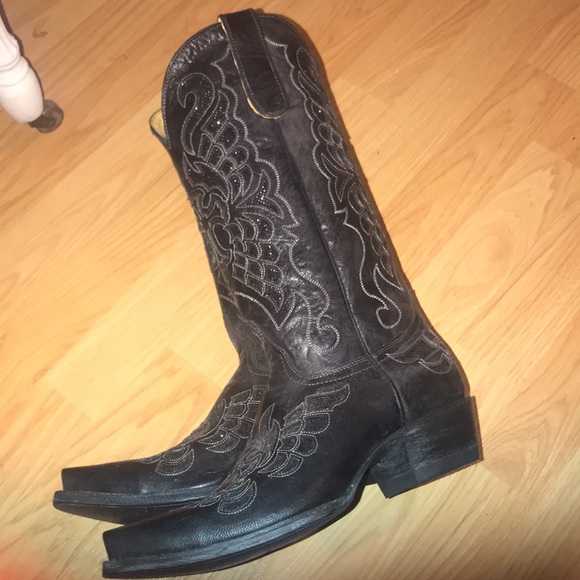 Old Gringo Black Wing Cross Sparkle Inlay Boots - Picture 6 of 6